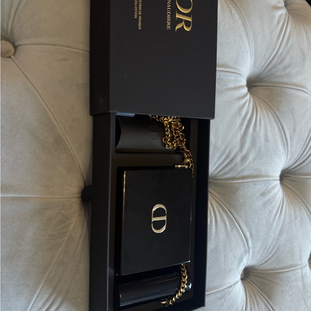 Dior Rouge Dior Minaudiere Black Wallet and Lipstick holder with Gold Chain Bag